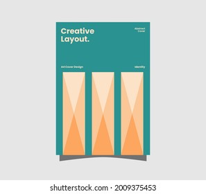 Business presentation A4 vertical front page mock up. Cool abstract vector corporate cover. Geometric illustration design layout. Company identity brochure template.