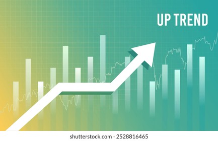 Business presentation with arrow movement grow up. Business moves forward, Up trend, Brochure, Report and Banner. Vector illustration.