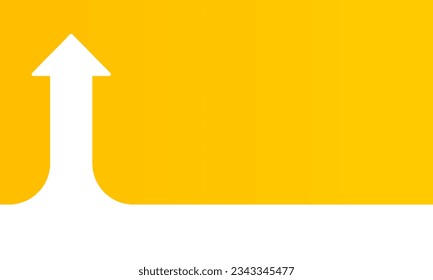 Business presentation arrow soaring in the sky on yellow background. Vector illustration.