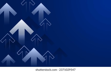 Business presentation with arrows pointing up on a dark blue background. Vector illustration.