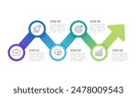 Business presentation arrows style and turning point important. Infographic 5 steps to success. Vector illustration.