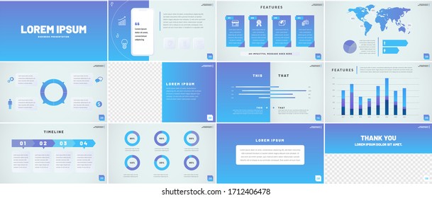 Business presentation background design template and page layout. Corporative design for brochure, magazine, annual report, with info graphic elements and charts