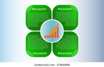 Business presentation, banner, header layout with graph, reflections and gradient. Green, chart infographics.