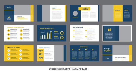 Business Presentation Brochure Guide Design or Pitch Deck Slide Template or Sales Guide Slider