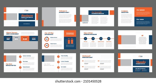 Business Presentation Brochure Guide Design or Pitch Deck Slide Template or Sales Guide Slider