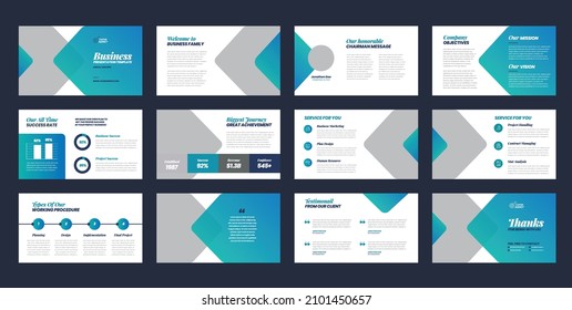 Business Presentation Brochure Guide Design or Pitch Deck Slide Template or Sales Guide Slider