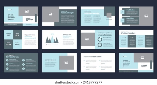 Business Presentation Brochure Guide Design or Pitch Deck Slide Template or Sales Guide Slider