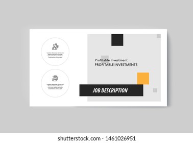 Business presentation brochure infographics advertising goods and services. Vector illustration