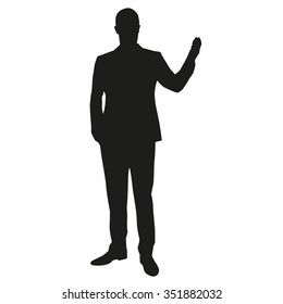 Business presentation, businessman vector silhouette