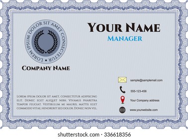 Business or presentation card, retro style. With linear background. Vector illustration.Nice design. 