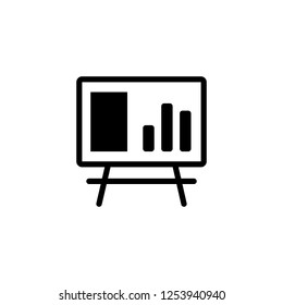 Business presentation at chalk board showing bar chart data analytic vector icon