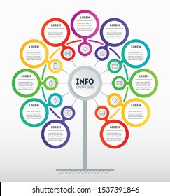 Business presentation concept with 11 options, steps. Infographic of technology or education process. Brochure design template. Annual report is segmented into eleven parts.