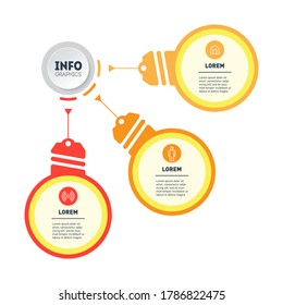 Business presentation concept with 3  stylized bulbs on light background. Template for diagram. Infographic of technology process. Scheme of the smart house.