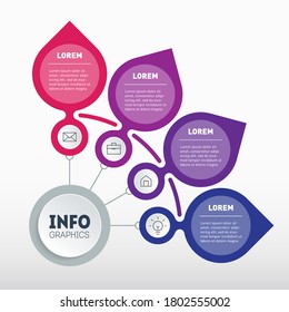Business presentation concept with 4 directions. Template of sales funnel. Infographic of technology or education process with four steps or options. Brochure design template. Vector.