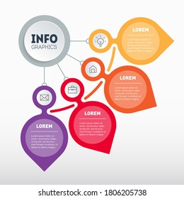 Business presentation concept with 4 directions. Sales funnel. Infographic of technology or education process with four steps or options. Report design template.