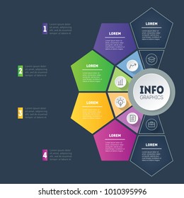 Concepto de presentación de negocios con 4 opciones. Infografía de Vector de tecnología o proceso educativo con 4 partes. Informe anual. Web Plantilla de un gráfico de información, gráfico, diagrama sobre fondo claro.