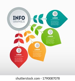 Business presentation concept with 4 options. Infographic of technology or education process with four steps. Diagram with 4 parts. A quarter of a circle. Vector.