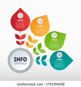 Business presentation concept with 4 options. Infographic of technology or education process with four steps. A quarter of a circle.