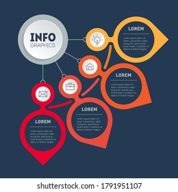 Business presentation concept with 4 options. Infographic of technology or education process with four steps. Brochure design template. Vector.