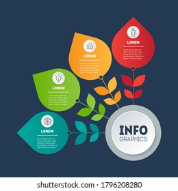 Business presentation concept with 4 options. Infographic of technology or education process with four steps on dark background. A quarter of a circle.