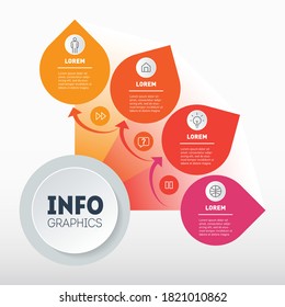 Business presentation concept with 4 options. Info graphic of technological or education process with four steps. Infographic in the form of a sector of circle.