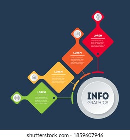Business presentation concept with 4 options. Template of info graphic or diagram with four process. Vector infographic of technology or education with 4 steps.