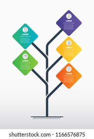 Business presentation concept with 5 options. Web Template of development tree, info chart or diagram. Vector infographic of technology or education process with 5 steps.