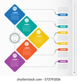 Business presentation concept with 5 options. Vector infographic of technology or education process. Part of the report with icons set. Web Template of a info chart or diagram