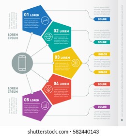 Business presentation concept with 5 options. Web Template of a info chart or diagram. Vector infographic template of technology or education process. Part of the report with icons set.