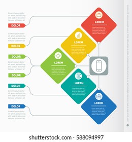 Business presentation concept with 5 options. Vector infographic of technology or education process. Part of the report with icons. Web Template of a info chart or diagram.
