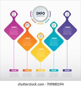 Business presentation concept with 5 options. Web Template of a sales pipeline, purchase funnel, sales funnel, info chart or diagram. Vector infographic of technology or education process with 5 steps