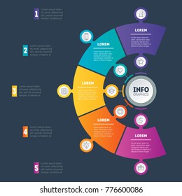 Business presentation concept with 5 options. Web Template of info chart or diagram. Vector infographic of technology or education process with 5 steps.