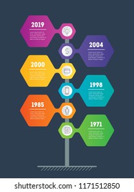 Business presentation concept with 6 options. Vector. Web Template of info chart or diagram. Infographic of technology or education process with 6 steps.