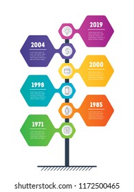 Business presentation concept with 6 options. Web Template of tree, info chart or diagram with six process. Vector infographic of technology or education with 6 steps.