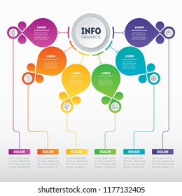 Business presentation concept with 6 options. Web Template of a sales pipeline, purchase funnel, info chart or diagram. Vector infographic of technology or education process with 6 steps.