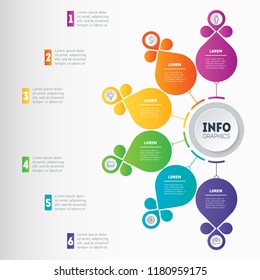 Business presentation concept with 6 options. Vector infographic of technology or education process. Part of the report with icons. Web Template of a info graphics, chart, diagram.