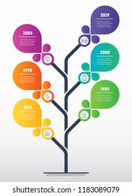 Business presentation concept with 6 options. Marketing strategy. Web Template of tree, info chart or diagram with 6 process. Vector infographic of technology or education with six steps.