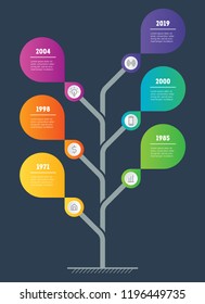 Business presentation concept with 6 options. Web Template of service tree, info chart or diagram. Vector infographic of technology or education process with 6 steps. Development plan.