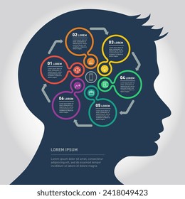 Business presentation concept with 6 options. Infographic of technology or education process. Presentation Template. Circular Diagram or timeline.