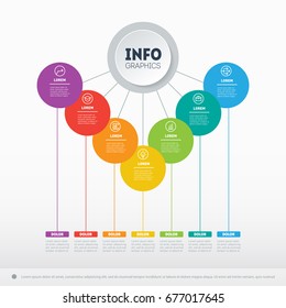 Business presentation concept with 7 options. Web Template of a sales pipeline, purchase funnel, sales funnel, infographics,  chart or diagram. Vector infographic of technology or education process.