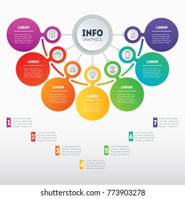 Business Presentation Concept With 7 Options. Web Template Of A Sales Pipeline, Purchase Funnel, Info Chart Or Diagram. Vector Infographic Of Technology Or Education Process With 7 Steps