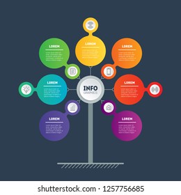 Business presentation concept with 7 points. Web Template of info chart or diagram. Vector infographic of technology or education process with 7 steps.