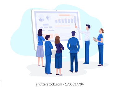 Business presentation concept, Company meeting about financial situation. Vector