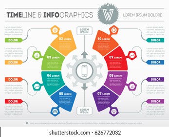 Business Presentation Concept With Eight Options. Part Of The Report With Logo And Icons Set. Vector Infographic Of Technology Or Education Process. Web Template Of A Circle Info Chart Or Diagram