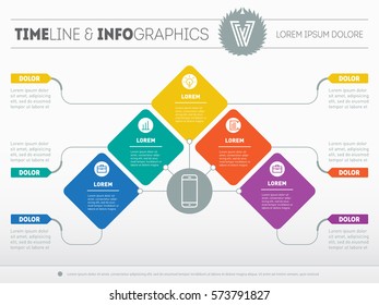 Business presentation concept with five options. Vector infographic of technology or education process. Part of the report with icons set. Web Template of a info chart or diagram