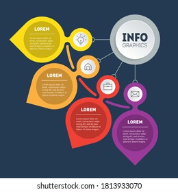 Business presentation concept with four options. Infographic of technology or education process with 4 steps. Brochure design template. 