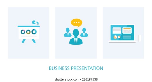 business presentation concept icon set 
