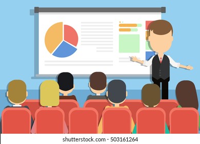 Business Seminar Speaker Doing Presentation Professional Stock Vector ...