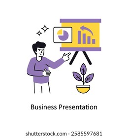 Business Presentation Concept vector illustration.  isolated on white Background.