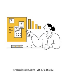 Business Presentation and Data Analysis. Woman Creative Idea Concept